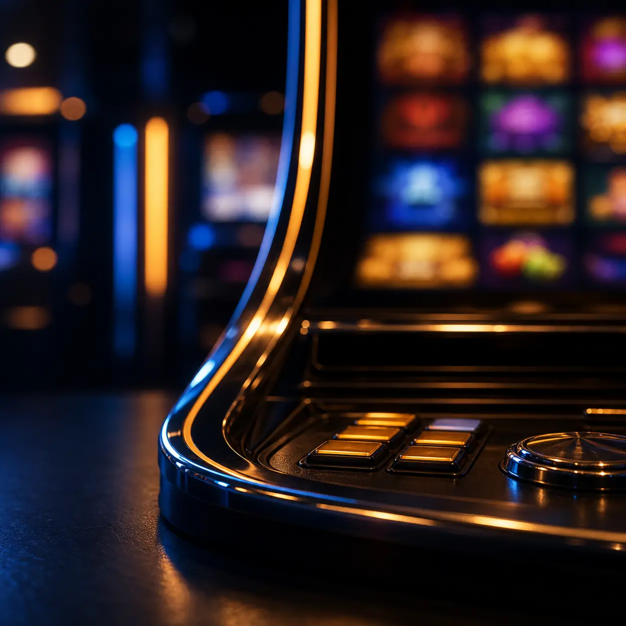 Foto realistica editoriale di macchina slot jackpot senza testo